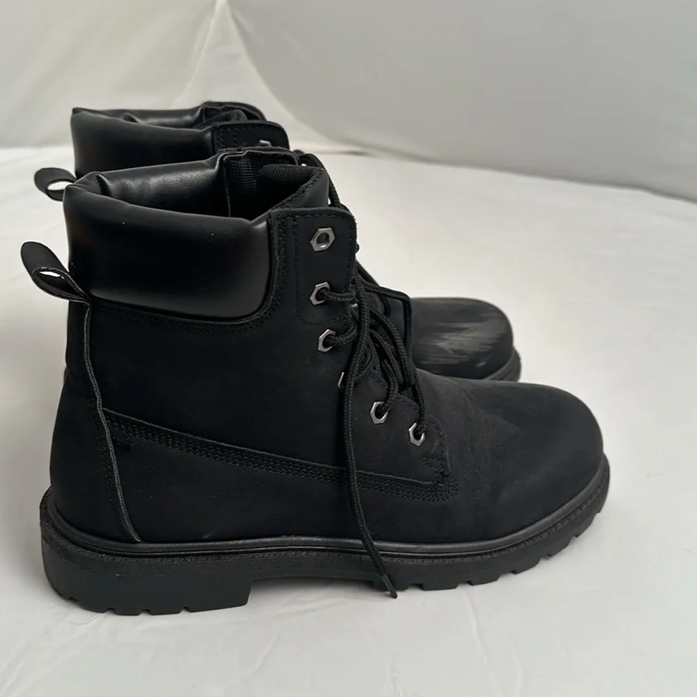 Iron Ridge black steel toe vegan leather work boots